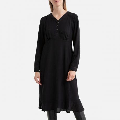 Платье LaRedoute Короткое на пуговицах длинные рукава 1(S) черный