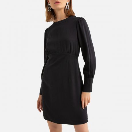 Платье LaRedoute Короткое длинные рукава декольте сзади 3(L) черный
