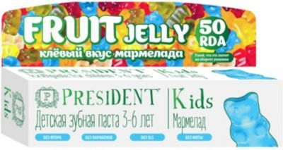 PRESIDENT Зубная паста President Kids Fruit Jelly 3-6 лет, 50 мл
