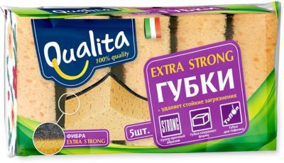 Qualita Кухонная губка QUALITA Extra Strong, 5 шт