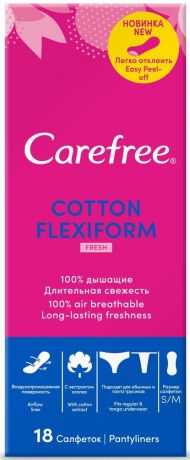 CAREFREE Салфетки ежедневные (прокладки) FlexiForm 18 шт (CAREFREE, На каждый день)