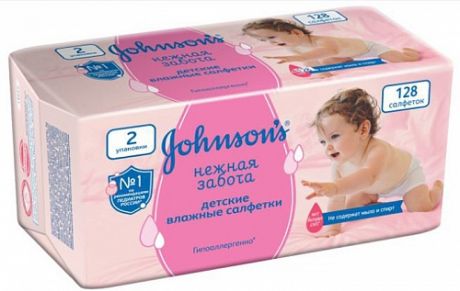 Johnson’s baby Детские влажные салфетки «Нежная забота» 128 шт (Johnson’s baby, Для тела)