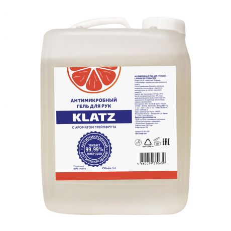 Klatz Антимикробный гель для рук с ароматом грейпфрута, 5 л (Klatz, Antimicrobial)