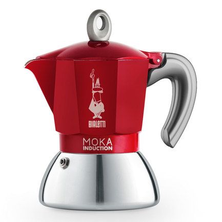 Гейзерная кофеварка Moka Induction, на 4 чашки, красная 0006944 Bialetti