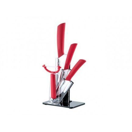 Набор кухонных ножей с керамическими лезвиями на подставке, белый, 5 пр. 8480 Gipfel