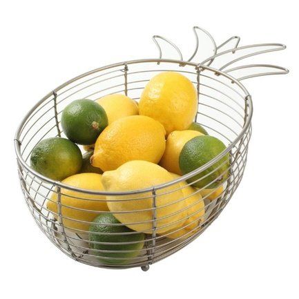 Корзина для фруктов Ананас Tutti Frutti Satin Grey, 35.5x20x12 см, серебряная 23071 T&G