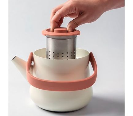 Чайник 2в1 для плиты и заварочный Ron (1.0 л), белый 3900048 BergHOFF
