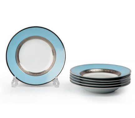 Набор тарелок глубоких Monaco Blue Turquoise, 22 см, 6 шт. 539124 1626 Tunisie Porcelaine