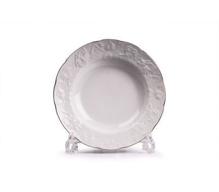 Тарелка глубокая Vendange Filet Platine, 22 см 690222 0019 Tunisie Porcelaine