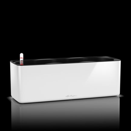 Кашпо Cube Glossy Triple, 40х14х13.5 см, белое блестящее, с системой автополива 13670 Lechuza