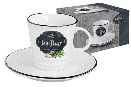 Чашка (300 мл) с блюдцем Кухня в стиле Ретро, чай, в подарочной упаковке EL-R1601_KIBT Easy Life (R2S)