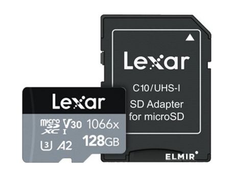 Карта памяти 128Gb - Lexar Professional microSDHC/microSDXC UHS-I LMS1066128G-BNANG с переходником под SD