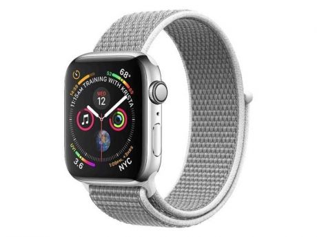 Аксессуар Ремешок DF для APPLE Watch 42mm/44mm Silver iNylonBand-02