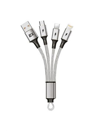 Аксессуар Exployd 3 in 1 USB - microUSB - Type-C - Lightning 0.2m Silver EX-K-840