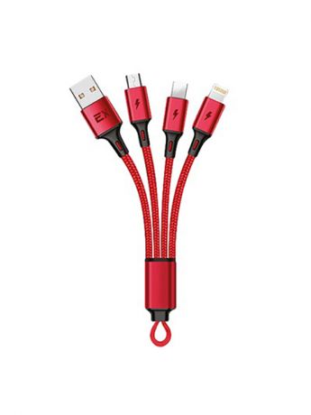 Аксессуар Exployd 3 in 1 USB - microUSB - Type-C - Lightning 0.2m Red EX-K-841