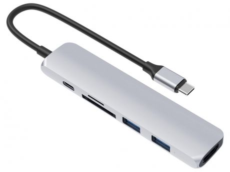 Хаб USB HyperDrive Bar 6-in-1 USB-C/HDMI/2xUSB/MicroSD/SD/Type-C для iPad Pro / MacBook Pro / Air Silver HD22E-SILVER