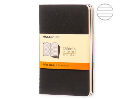 Блокнот Moleskine Cahier Journal Pocket 90x140mm 32 листа 3шт Black QP311 / 385277