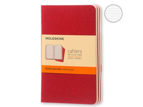 Блокнот Moleskine Cahier Journal Pocket 90x14mm 32 листа 3шт Cranberry CH111 / 394878