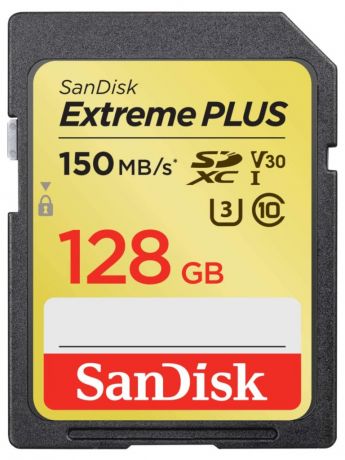 Карта памяти 128Gb - SanDisk Extreme Plus - Secure Digital XC Class 10 UHS-I SDSDXW5-128G-GNCIN