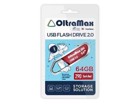 USB Flash Drive 64Gb - OltraMax 290 OM-64GB-290-Dark Red