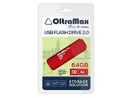 USB Flash Drive 64Gb - OltraMax 310 OM-64GB-310-Red