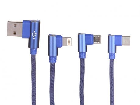 Аксессуар Awei 3 in 1 USB - microUSB - Type C - Lightning 1.5m Blue CL-52
