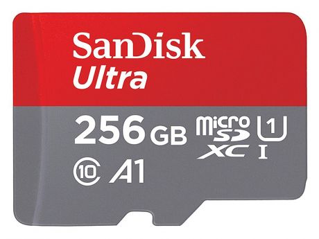 Карта памяти 256Gb - SanDisk Ultra MicroSDXC Class 10 UHS-I A1 SDSQUA4-256G-GN6MA с переходником под SD
