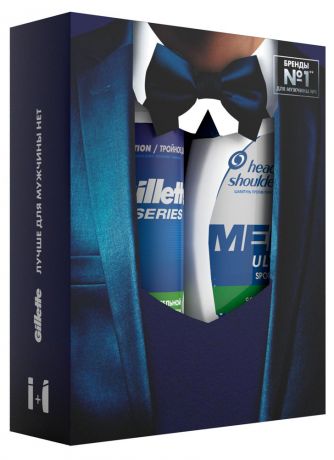 Подарочный набор Пена для бритья Gillette Series для чувствительной кожи, 250 мл + Шампунь для волос Head&Shoulders Sports Fresh, 200 мл