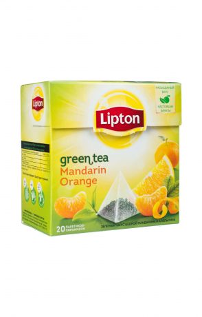 Чай зеленый Lipton Mandarin Orange с цедрой цитруса в пакетиках, 20х1.8 г