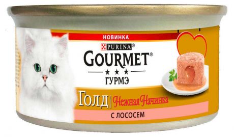 Консервированный корм для кошек Gourmet Gold нежная начинка с лососем, 85 г