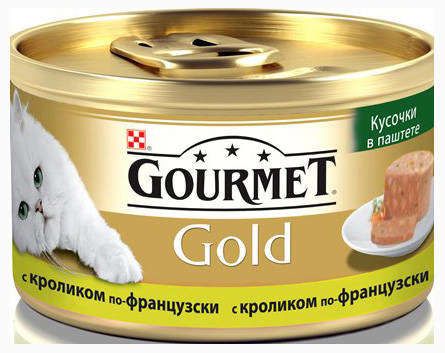 Консервированный корм для кошек Gourmet Gold с кроликом по-французски, 85 г