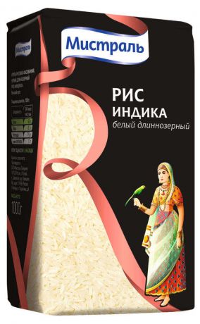 Рис длиннозерный «Мистраль» Индика белый, 1 кг