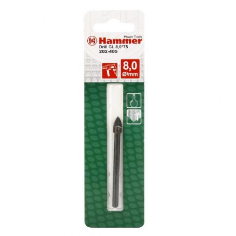 Сверло Hammer Flex 202-405 DR GL 8, 0мм*75мм плиткастекло
