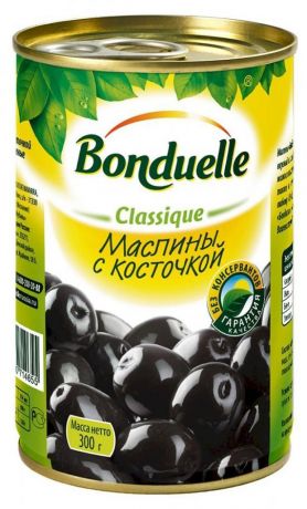Маслины черные Bonduelle с косточками, 300 г
