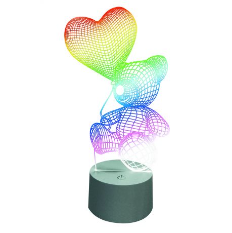Светильник декоративный Uniel «Мишка с сердцем 3D», цвет света RGB, на батарейках