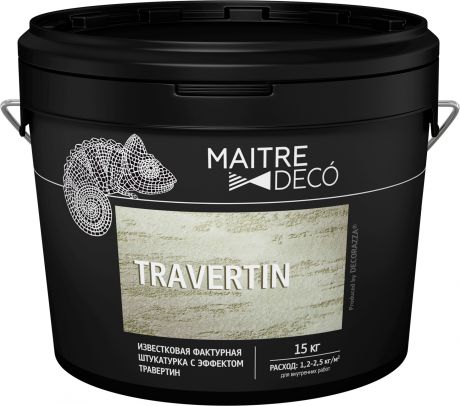 Фактурная штукатурка Maitre Deco «Travertin» известковая эффект травертина 15 кг
