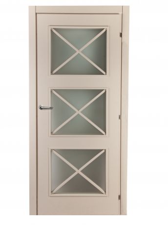Дверь межкомнатная остекленная Камелия 70х200 см, цвет магнолия, с фурнитурой