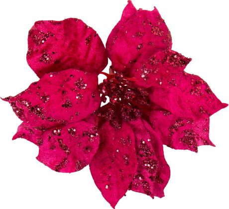 Украшение новогоднее «Пуансеттия», 7 см, полиэстер, цвет красный