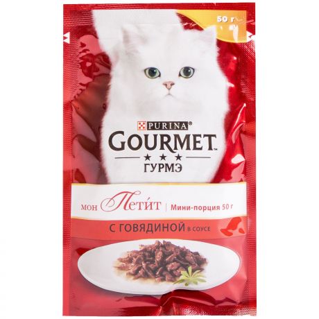 Gourmet Корм для кошек говядина пауч Gourmet Mon Petit