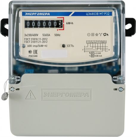 Счётчик электроэнергии ЦЭ6803В 1 230В М7 Р32 5-60А, трёхфазный