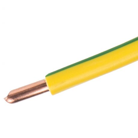 Провод Electraline ПуВ 1x6, на отрез, цвет желто-зеленый