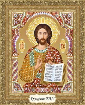 Набор для вышивания Художественные мастерские Кружевная-001/4 Иисус Христос (красный, золотой)