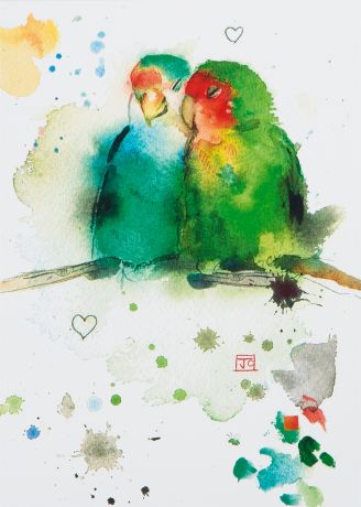Постер «Попугаи акварель» 21x29.7 см