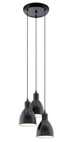 Светильник подвесной Eglo «Priddy», 3 лампы, 9 м², цвет чёрный