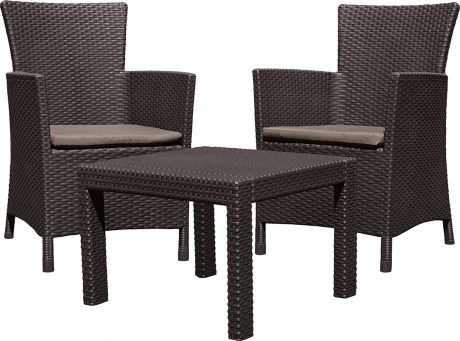Набор садовой мебели Keter Rosario полиротанг коричневый: стол и 2 кресла