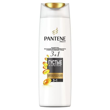 Шампунь для волос PANTENE (с бальзамом/ополаскивателем) 3в1 Густые и крепкие 360мл