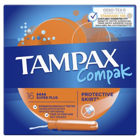 Тампоны TAMPAX Compak Super Plus Duo, 16шт.