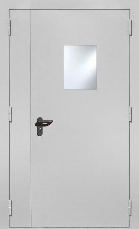 Дверь противопожарная дымогазонепроницаемая остеклённая 02-EIS 7035 127х207 см правая цвет серый