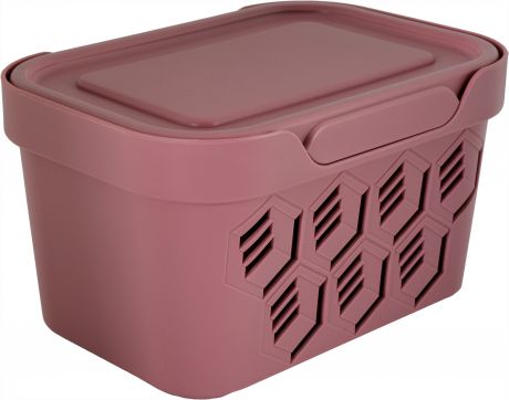 Ящик DELUXE с крышкой 190х130х110 мм, 1,9 л, пластик, цвет розовый