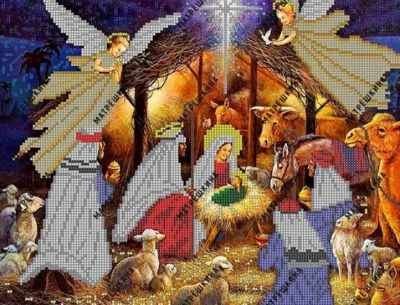 Основа для вышивания с нанесенным рисунком Матрёшкина КАЮ3002 Рождение Христа - схема для вышивания (Матрёшкина)